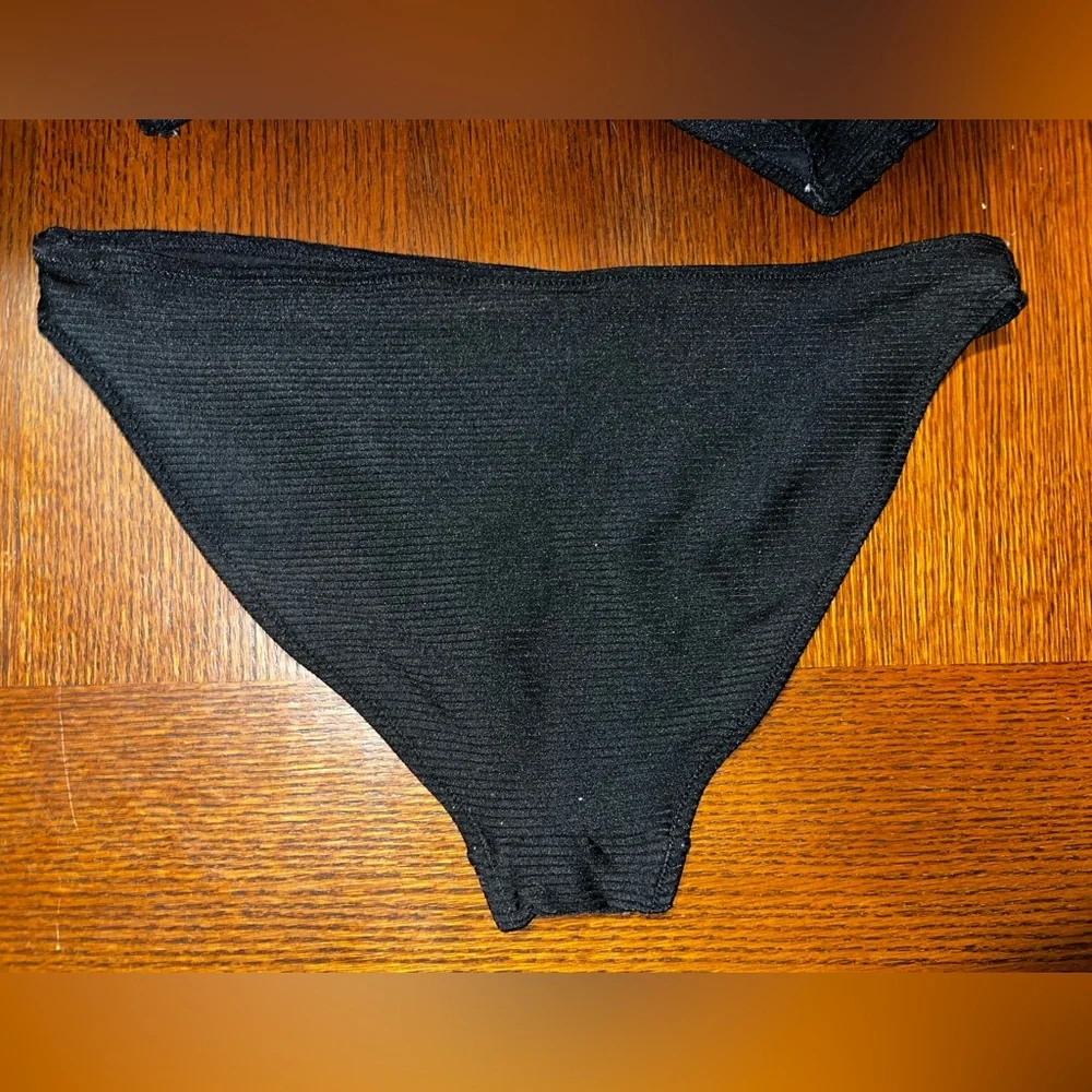 H&M Black Classic Ribbed Bikini Set Swimwear - Picture 3 of 8